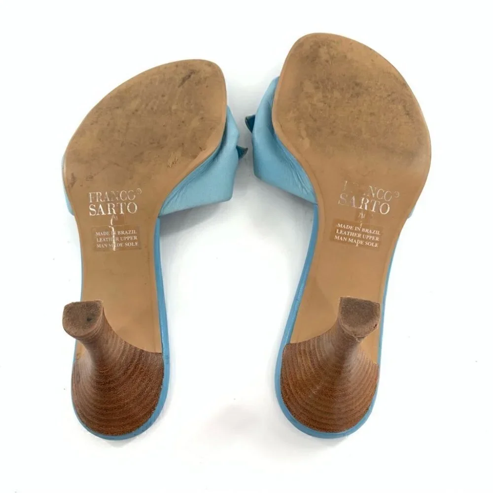 Franco sarto womens heels size 7 blue leather vintage y2k 90s bow